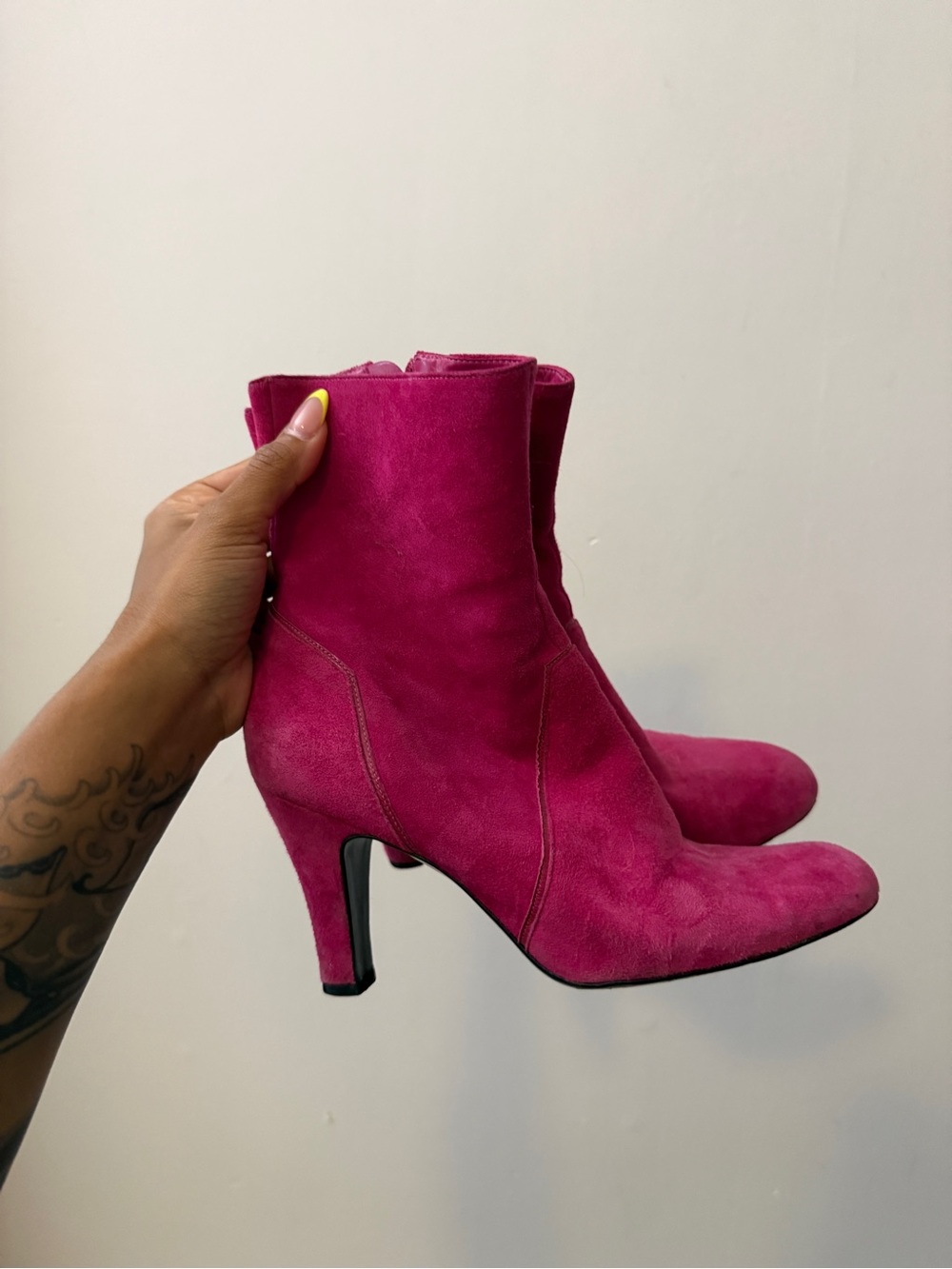 ANTONIO MELANI Fuchsia Suede Ankle Booties